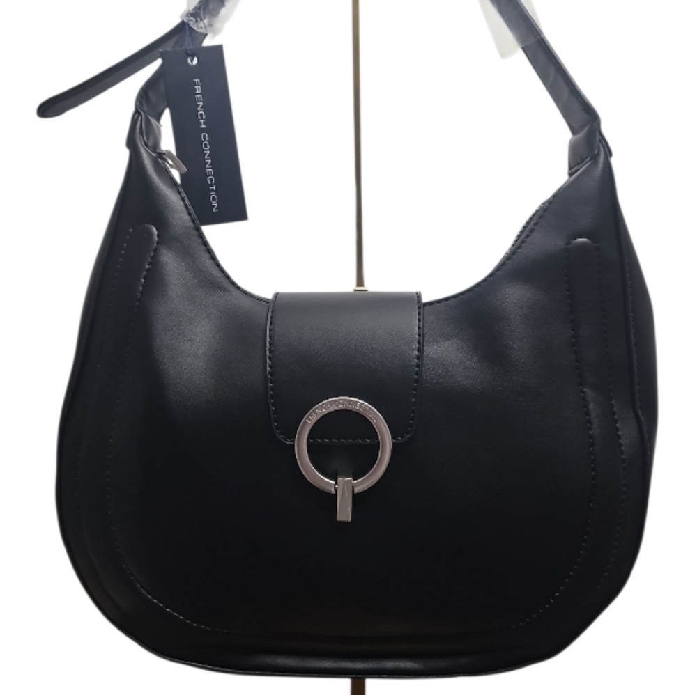NEW French Connection Black Shoulder Bag  Hobo Tote‎ Handbag